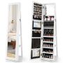Standing mirror-jewelry cabinet 43x38x159cm., white/black
