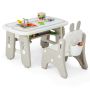Children's table with chair, white/gray