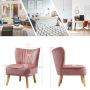 Velvet leisure chair with rubberwood legs, pink, 55x70x73 cm, 7.2 kg