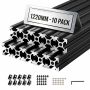 Alumiiniumist ekstrusioonprofiilid VEVOR 2020T-122-10-H, 10 tk, Must, 2 × 1,2 × 134 cm