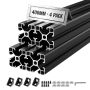 Alumiiniumist ekstrusioonprofiilid VEVOR 4040T-40-4-H, 4 tk, Must, 9,5 × 9,5 × 52 cm