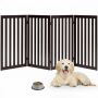 Pet Fence, 4 Panels, Brown/White, 203.2 × 88.9 × 2.54 cm