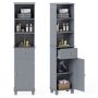 Tall bathroom cabinet, 1 drawer, 3 open shelves, Gray, 40 × 172 × 30 cm