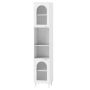 Tall bathroom cabinet, 2 tempered glass doors, White, 35 × 180 × 30 cm