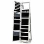 Standing mirror-jewelry cabinet 39x39x161cm., white/black