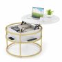 Coffee table 80x49cm., white/gold color
