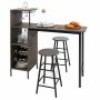 Set of 2 bar stools and table, dark brown/black