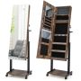 Standing mirror-jewelry cabinet 46x36x175cm., brown/black
