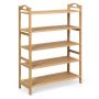 Bamboo shoe rack 5 tiers with two round handles, natural, 67x26x95.5 cm, 4.5 kg