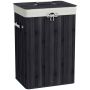 Bambusest pesukorv kaanega, 72 l, Must, 40 × 30 × 60 cm