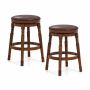 Bar stools, 360° swivel, 2 pcs, Brown, 50 × 62/74 × 50 cm