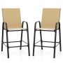 Bar stool set of 2 with high backrest and armrests, 150 kg capacity