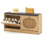 Shoe storage bench, With 2 rattan doors, 102 × 48 × 24 cm