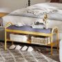 Shoe bench, 2 shelves, hidden compartment, Gray, 101 × 51 × 31 cm
