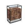Side cabinet with glass top LSC013B01, brown/black