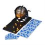 Bingomäng Relaxdays 10043342.0, 90 palli, 72 kaarti, Must/Kuldne, 20 × 21 × 38 cm