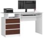 Desk NORE CLP S135, white/dark brown