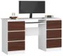 Desk NORE A-11, white/brown