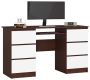 Desk NORE A-11, white/dark brown
