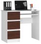Desk NORE A-6, left, white/dark brown