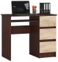 Desk NORE A-6, right, dark brown/oak color
