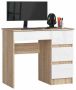 Desk NORE A-7, left, oak/white
