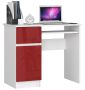 Desk NORE A-7, left, white/red
