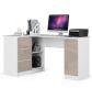 Corner desk NORE B20, left, white/cream color