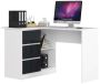Corner desk NORE B16, left, white/dark grey