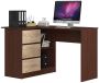 Corner desk NORE B16, left, dark brown/oak color