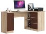 Corner desk NORE B20, right, dark brown/oak