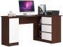 Corner desk NORE B20, right, white/dark brown
