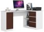 Corner desk NORE B20, right, white/dark brown
