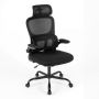 Office chair, With headrest, Black, 72 × 116–126 × 72 cm