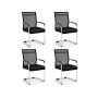Office chairs, 4 pcs, Black, 53.34 × 53.34 × 95.25 cm