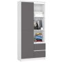 Kontoririiul AKORD R11 CLP, 1 uksega, 2 sahtliga, valge/halli, 80 × 180 × 35 cm