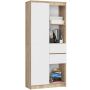 Kontoririiul AKORD R15, 1 uks ja 2 sahtlit, tamme-/valge, 80 × 180 × 35 cm