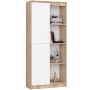 Kontoririiul AKORD R80 CLP, 1 uks, 8 riiulit, tamme/valge, 80 × 180 × 35 cm