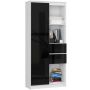 Kontoririiul CLP R15, 7 riiulit, 1 uks ja 2 sahtlit, valge/must, 80 × 180 × 35 cm