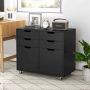 Office cabinet, 4 drawers, 2 doors, Black, 73 × 40 × 64.5 cm