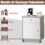 Office cabinet, with drawer and door, white/wood, 42.5 × 45 × 54.5 cm