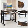 Office desk, with casters, shelf and keyboard tray, brown, 80.01 × 50.8 × 74.93 cm