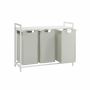 Laundry basket 3 x 38 L with 1 shelf, white