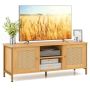 Bohemian design TV stand up to 140 cm with faux rattan doors