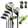 Set of 5 golf clubs with bags, assorted colors