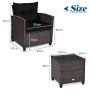 3-piece garden furniture set, dark brown/black