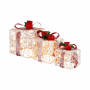 Set of 3 LED Christmas gift boxes, white/red
