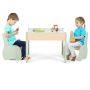 Children's table with chairs, green/light brown