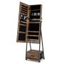 Standing mirror-jewelry cabinet 42x38x157cm., dark brown/black