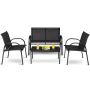 4-piece garden furniture set, black
